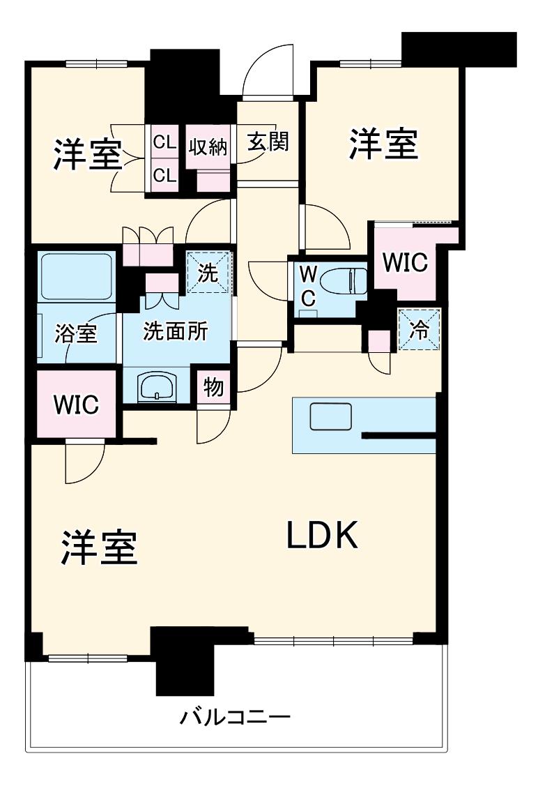 幕張ベイパーク クロスタワー&レジデンス(2LDK/3階)の間取り写真