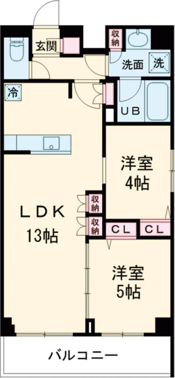 アーバンパーク船堀Ⅱ(2LDK/1階)の間取り写真