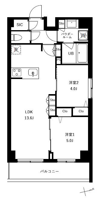 アーバンパーク船堀Ⅱ(2LDK/2階)の間取り写真