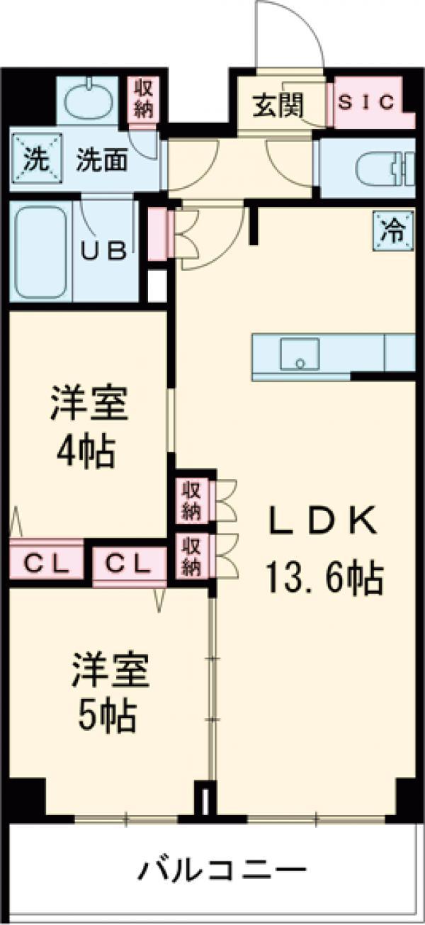 アーバンパーク船堀Ⅱ(2LDK/4階)の間取り写真