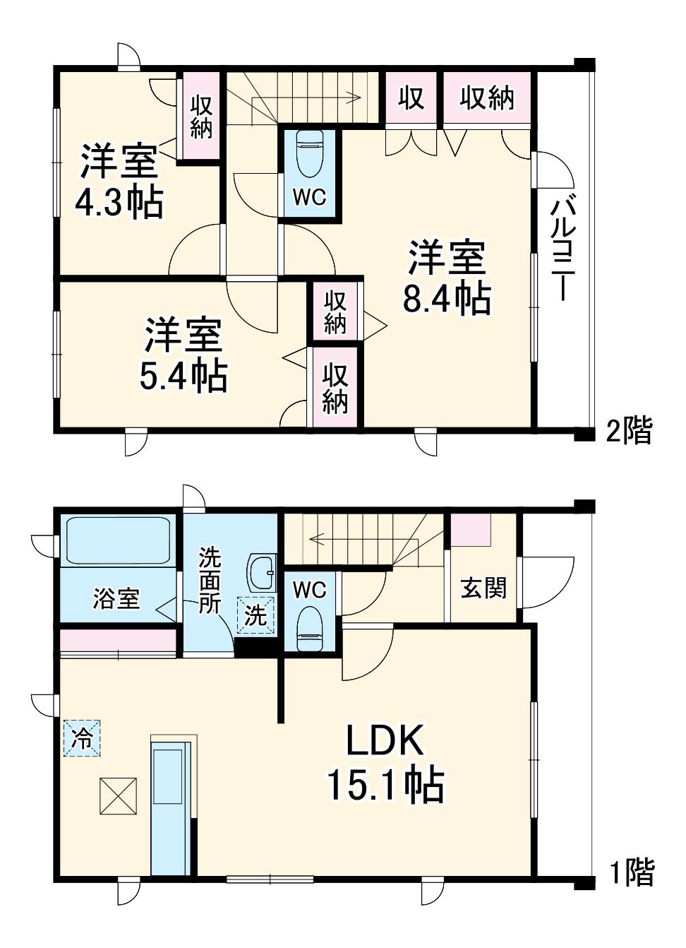 西武鉄道新宿線 航空公園駅 徒歩28分 2階建 築3年(3LDK)の間取り写真