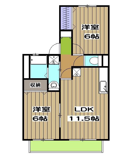 セジュールハピネス(2LDK/1階)の間取り写真