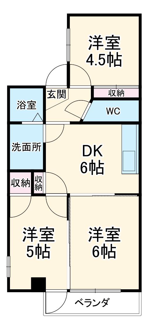 ハイツライムグリーン(3DK/2階)の間取り写真