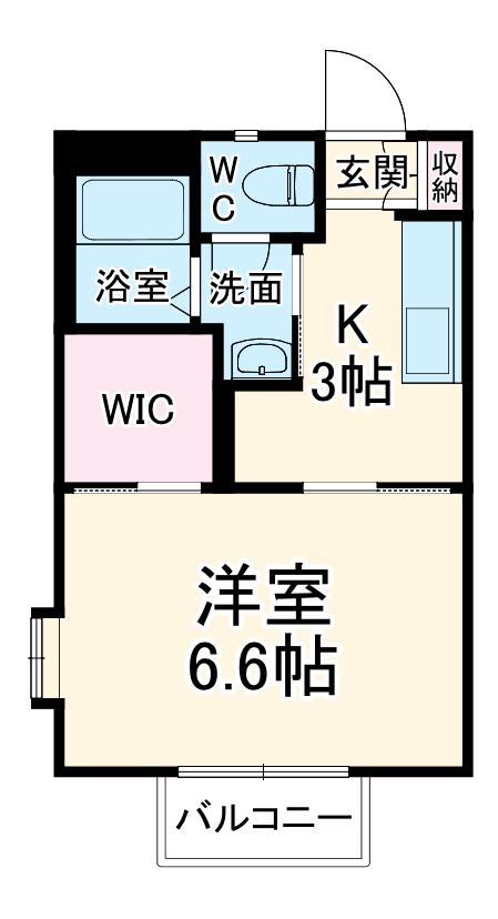 セントラルパインⅢ B(1K/2階)の間取り写真