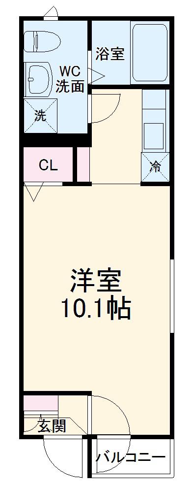 高根テラス(ワンルーム/1階)の間取り写真