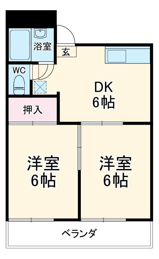 れんがハウス(2DK/2階)の間取り写真
