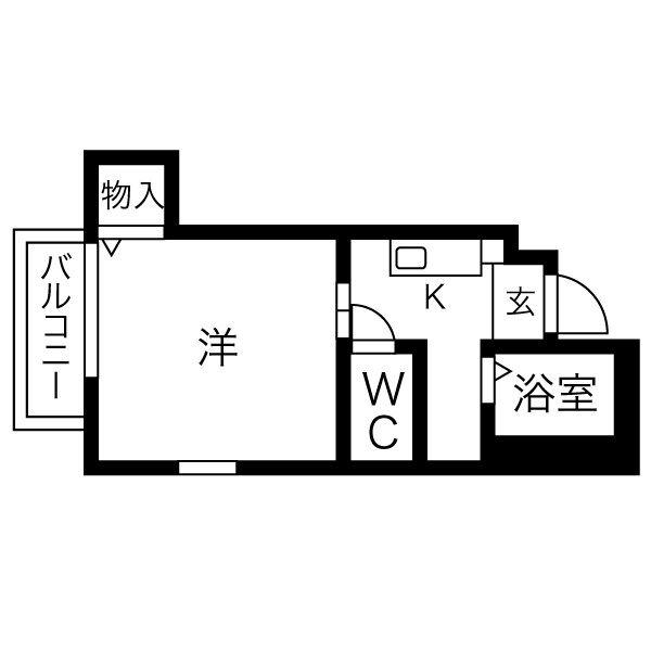 クレアコート東山B棟(1K/1階)の間取り写真