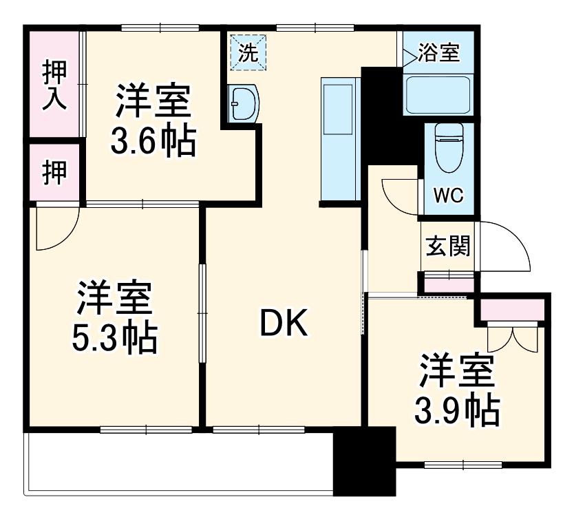 ヴィラナリー折戸A(3DK/3階)の間取り写真