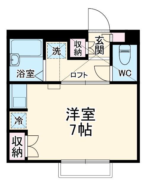 CASA矢部(1K/1階)の間取り写真