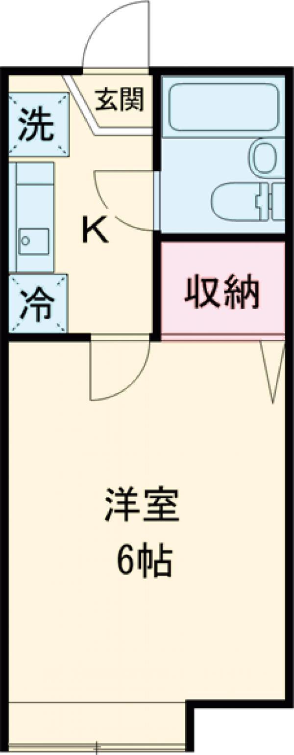 イナゲハイツⅢ(1K/2階)の間取り写真