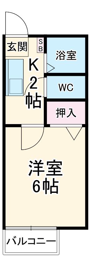 ビーラインS(1K/2階)の間取り写真