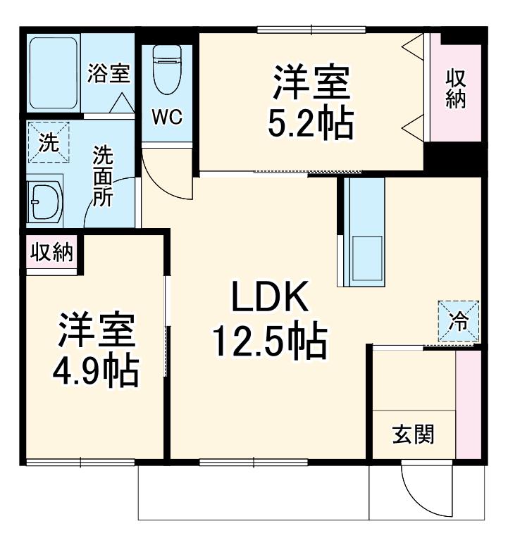 アメニティー相模原市緑区東橋本4丁目アパート(2LDK/1階)の間取り写真