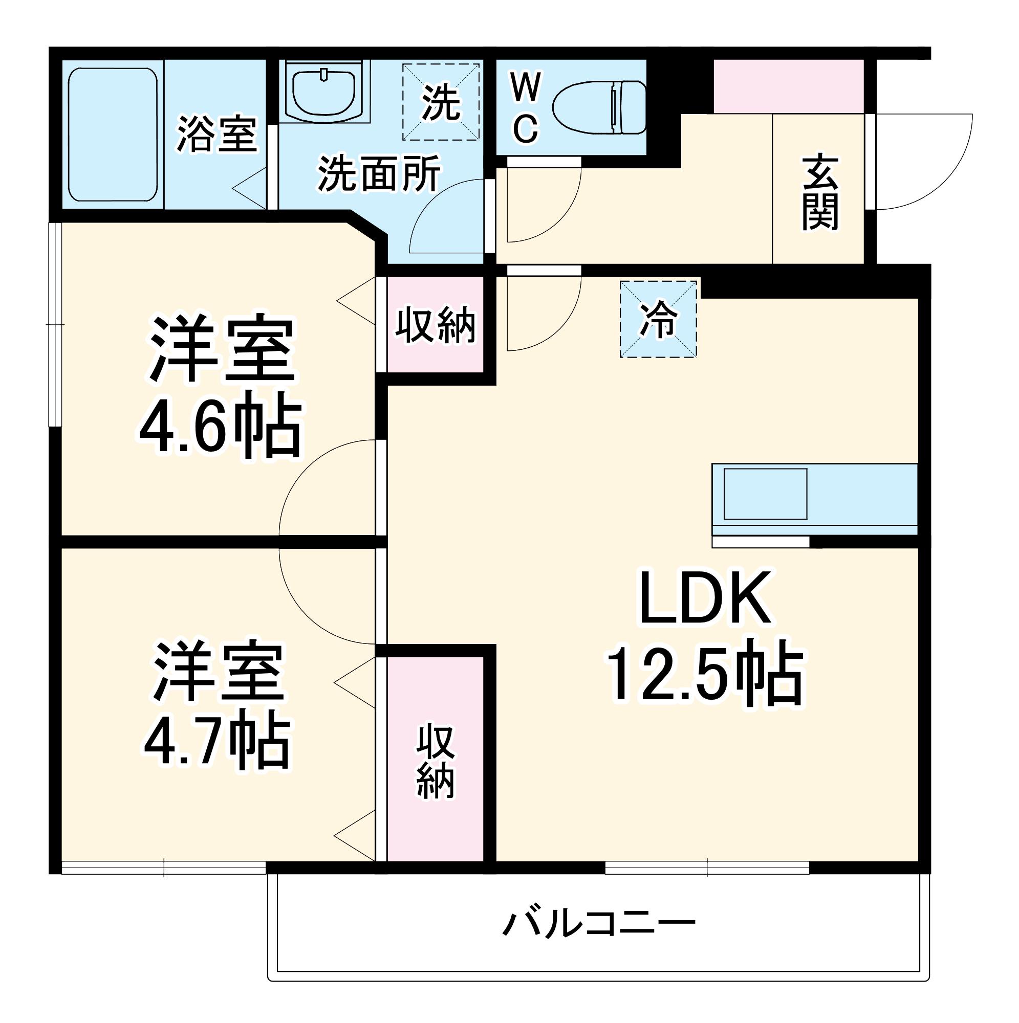 アメニティー相模原市緑区東橋本4丁目アパート(2LDK/2階)の間取り写真