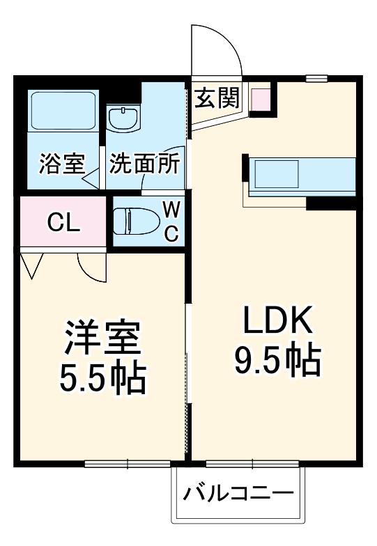 アーバンレックスB(1LDK/2階)の間取り写真