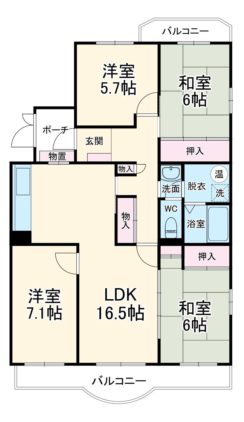椿峰ニュータウン39街区1号棟(4LDK/5階)の間取り写真