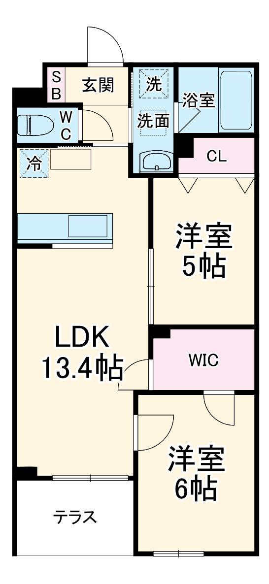 プエンテリア岡崎(2LDK/3階)の間取り写真