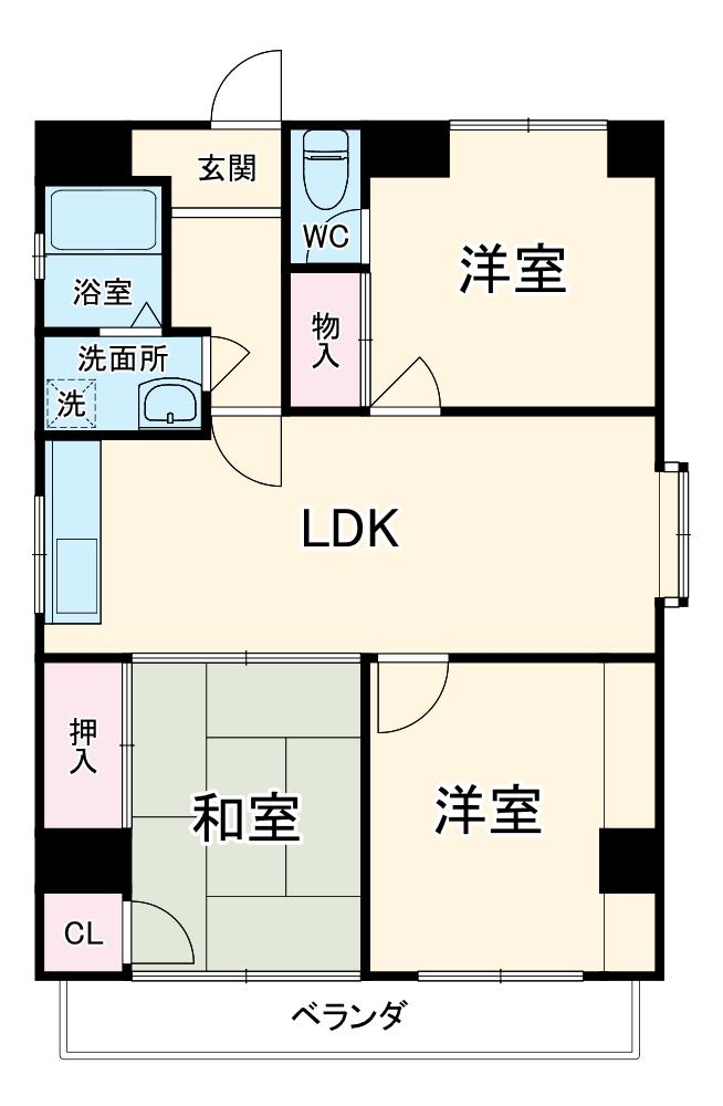 辰巳町セピア館(3LDK/1階)の間取り写真