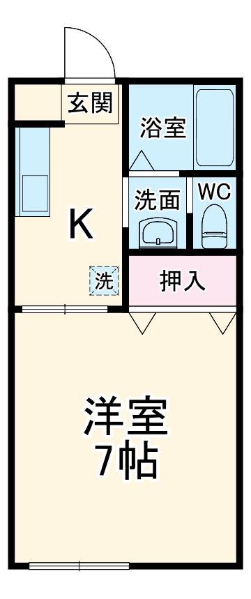 コーシューハイツB(1K/2階)の間取り写真