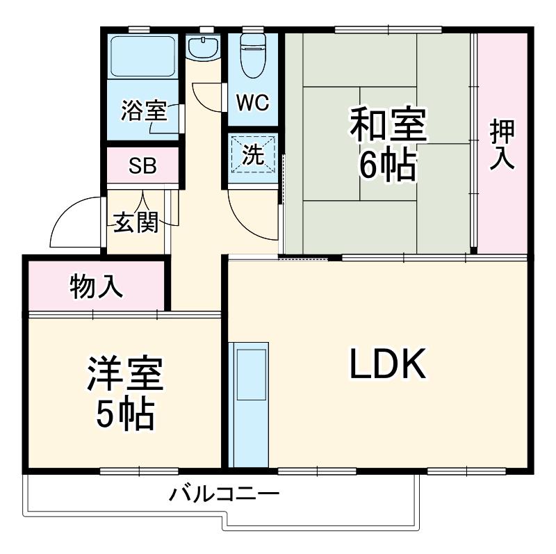 習志野台団地12街区 7号棟(2LDK/4階)の間取り写真