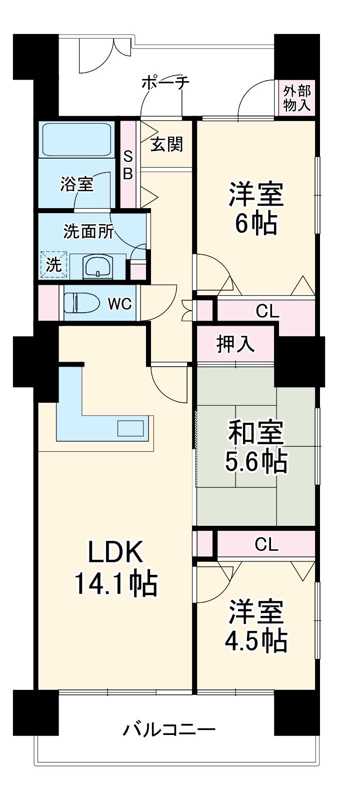 東急ドエル・アルス相模原ラフィニア(3LDK/4階)の間取り写真