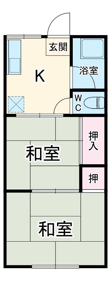 扇ハイツ(2K/1階)の間取り写真