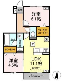 SоRAYA GARDEN(2LDK/1階)の間取り写真