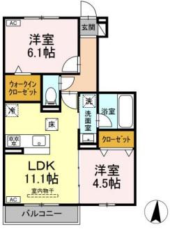 SоRAYA GARDEN(2LDK/1階)の間取り写真