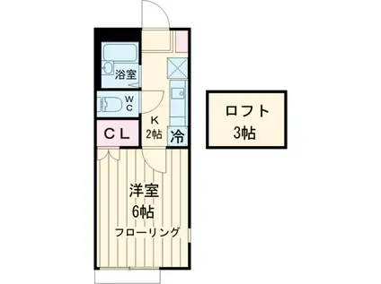 グラントールⅡ(1K/2階)の間取り写真