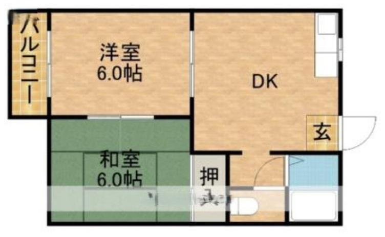 フォーブル篠原(2DK/2階)の間取り写真