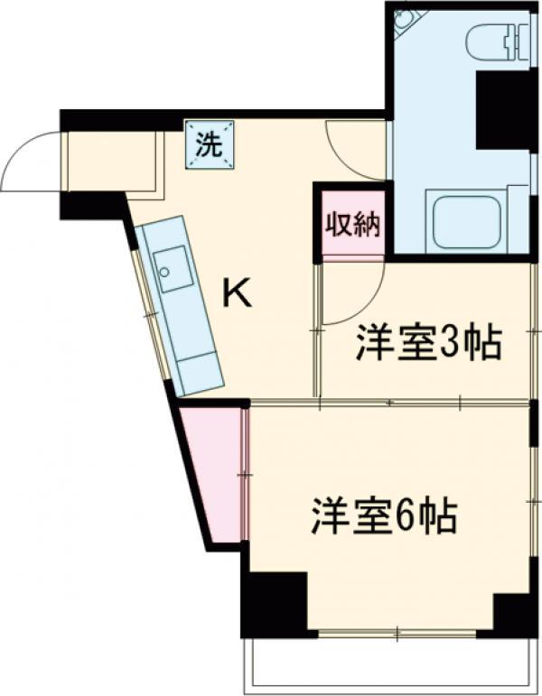 山内ビル(2K/4階)の間取り写真