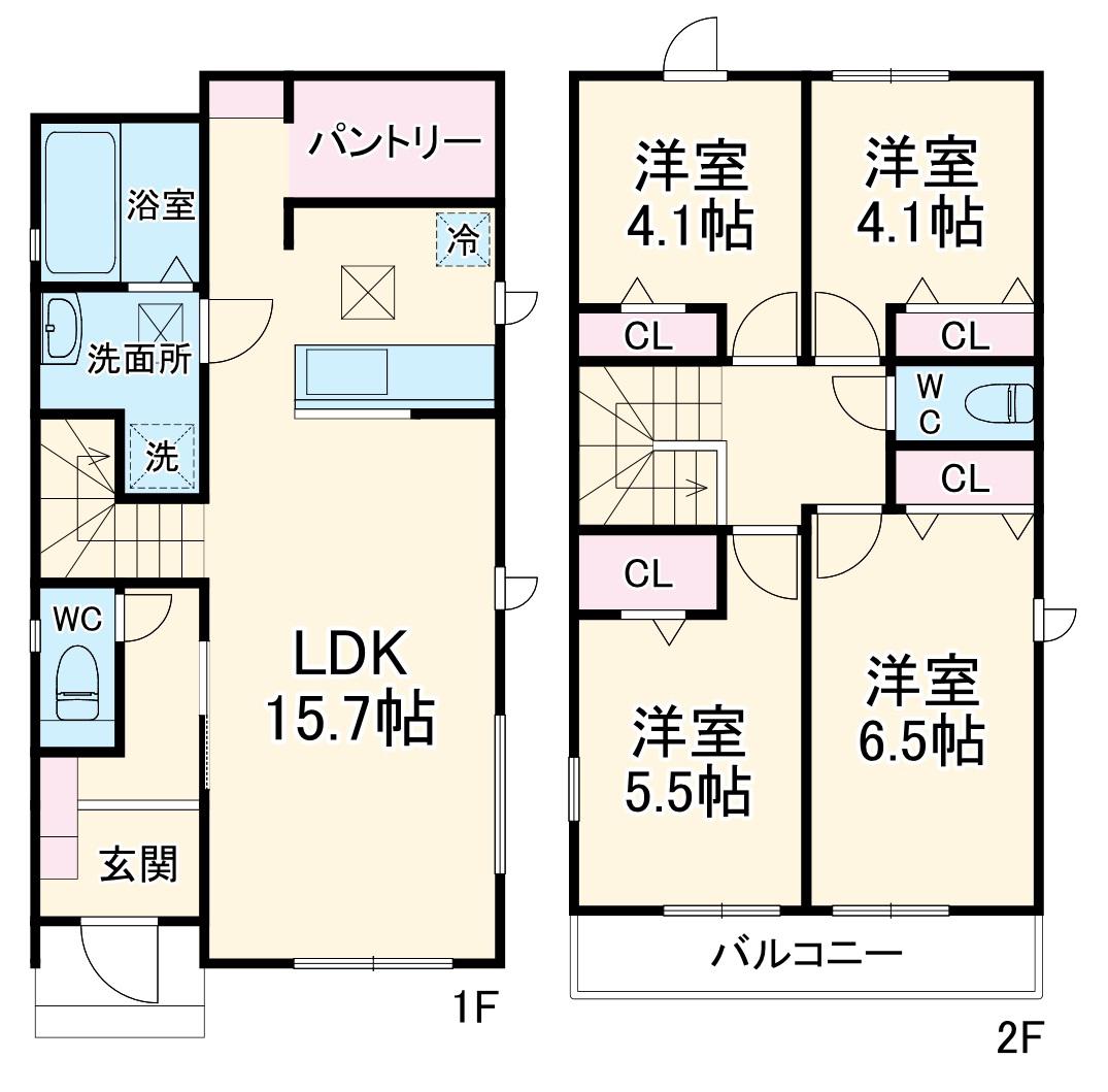 千葉都市モノレール 桜木駅(千葉) 徒歩8分 2階建 新築(4LDK)の間取り写真