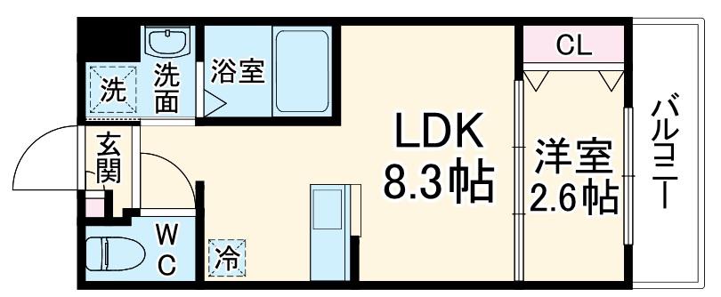 リアコート千里丘1ノース(1LDK/3階)の間取り写真