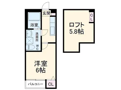 レイズ大久保(1K/2階)の間取り写真