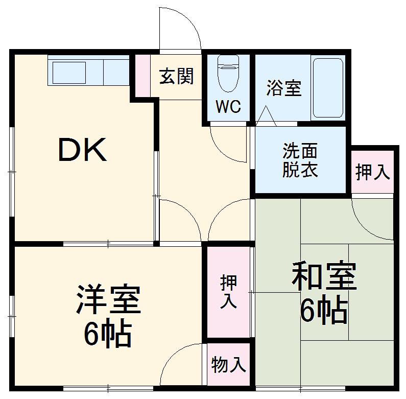 ハートピア小林(2DK/2階)の間取り写真