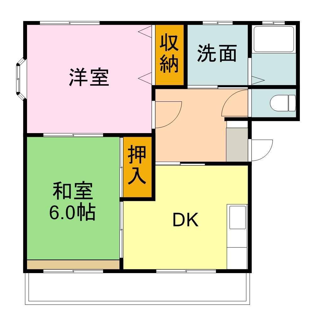 グリーンハイムA(2DK/1階)の間取り写真