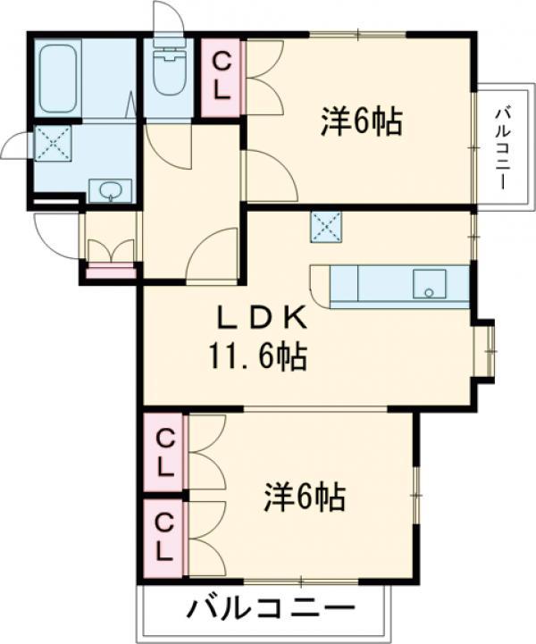 サンライズマンション(2LDK/2階)の間取り写真