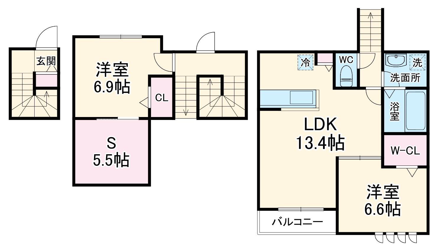 MAISON LOTUS 西枇杷島(2SLDK/2階)の間取り写真