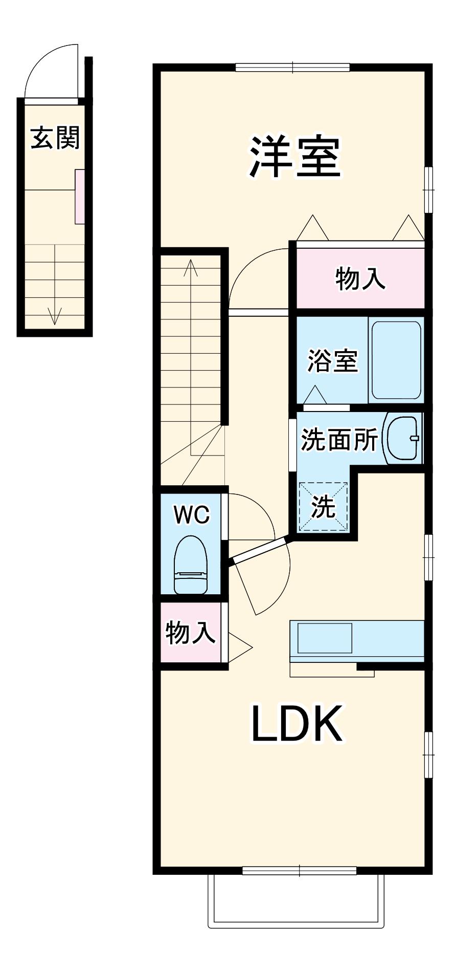 グリーンタウン弐番館(1LDK/2階)の間取り写真