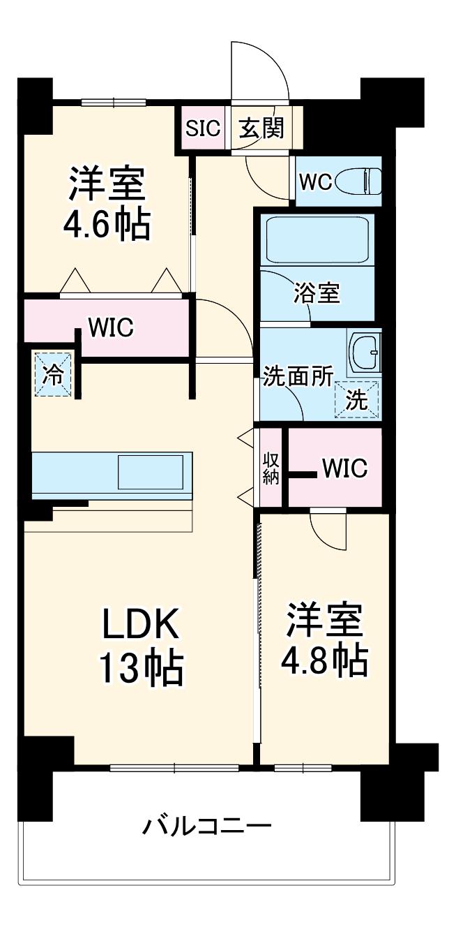 スプランディッド難波VII(2LDK/7階)の間取り写真