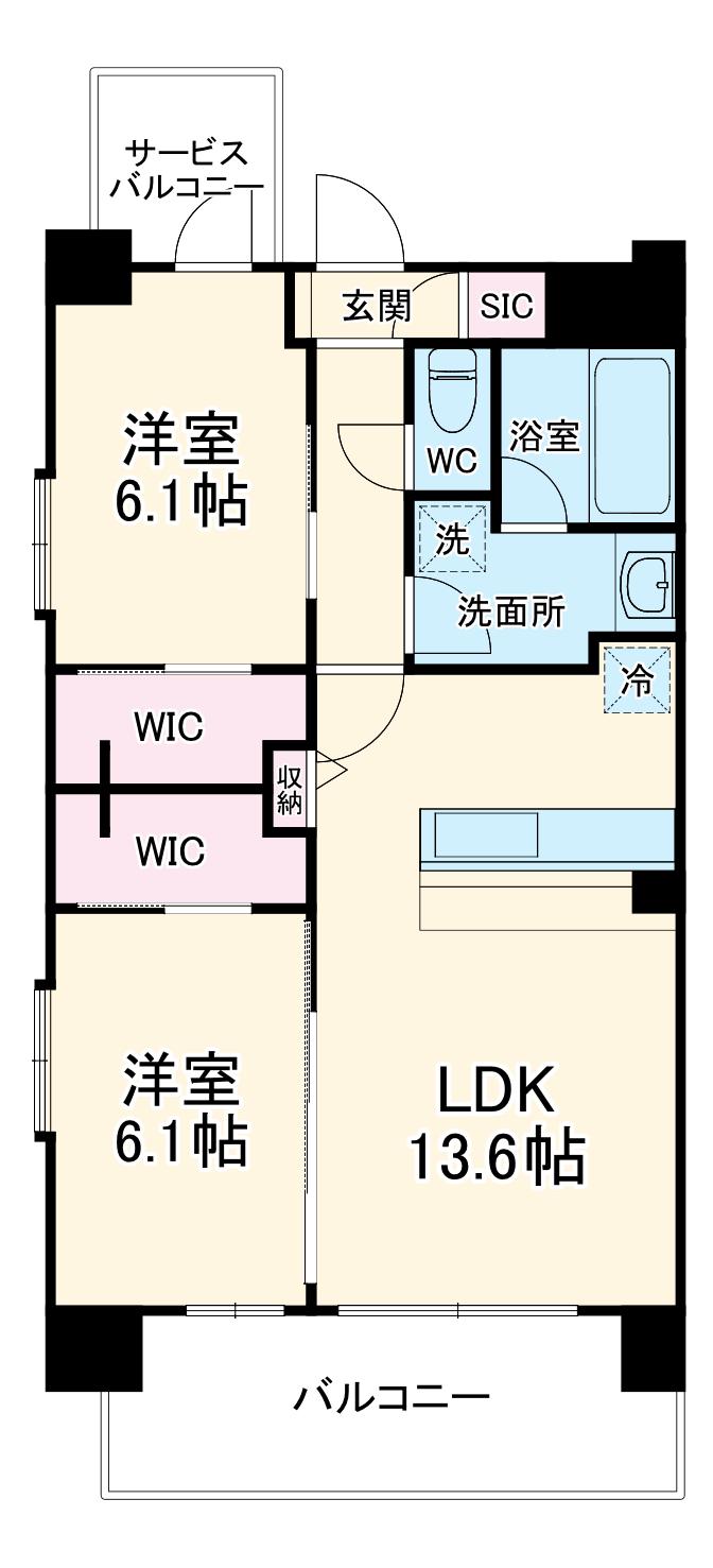 スプランディッド難波VII(2LDK/7階)の間取り写真