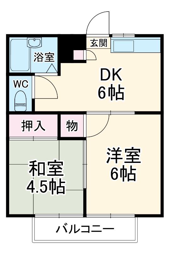 チェリーマンション(2DK/1階)の間取り写真