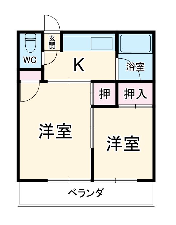 村上コーポ(2DK/2階)の間取り写真