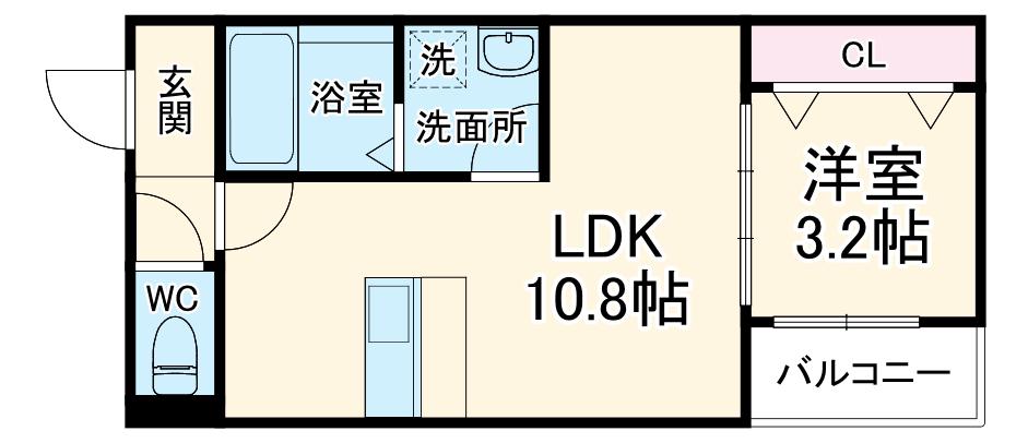 LECOCON甚目寺Ⅱ(1LDK/1階)の間取り写真
