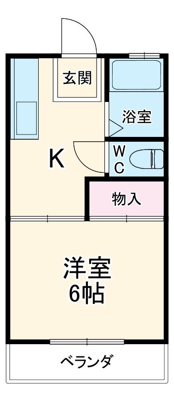 城所ハイツ(1K/2階)の間取り写真