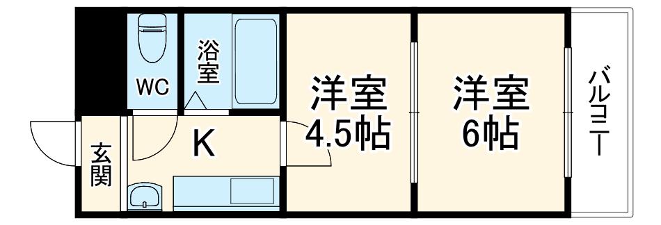 RIORA塚本Ⅰ(2K/2階)の間取り写真