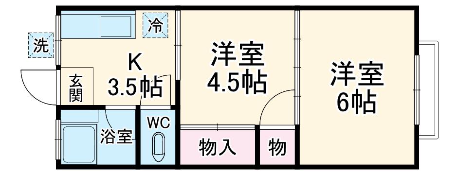 ルミリア千葉CITY(2K/2階)の間取り写真