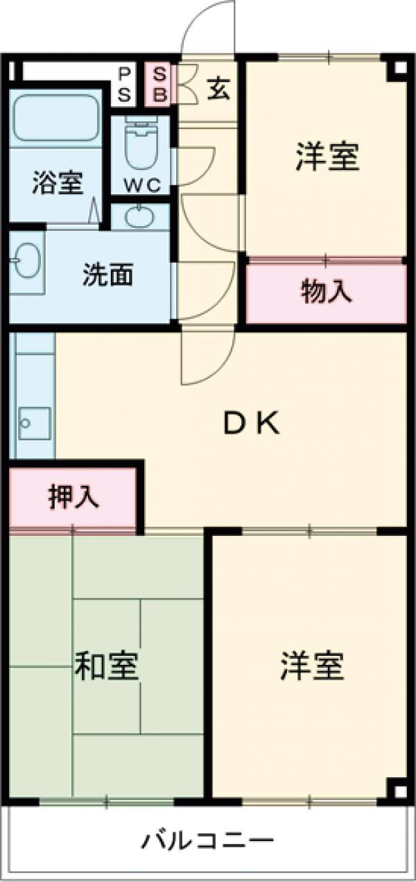 総業水戸第二ハイム(3DK/3階)の間取り写真