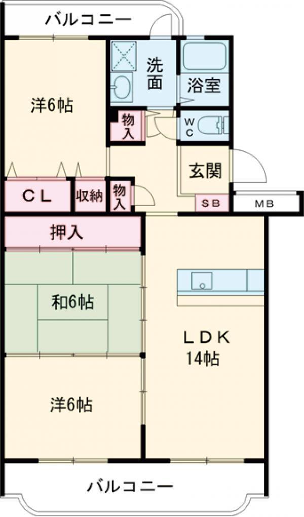 阿部第3ビル(3LDK/4階)の間取り写真