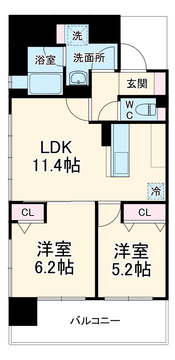 さくらHILLS ROKUBAN PLATINUM RESIDENCE(2LDK/11階)の間取り写真