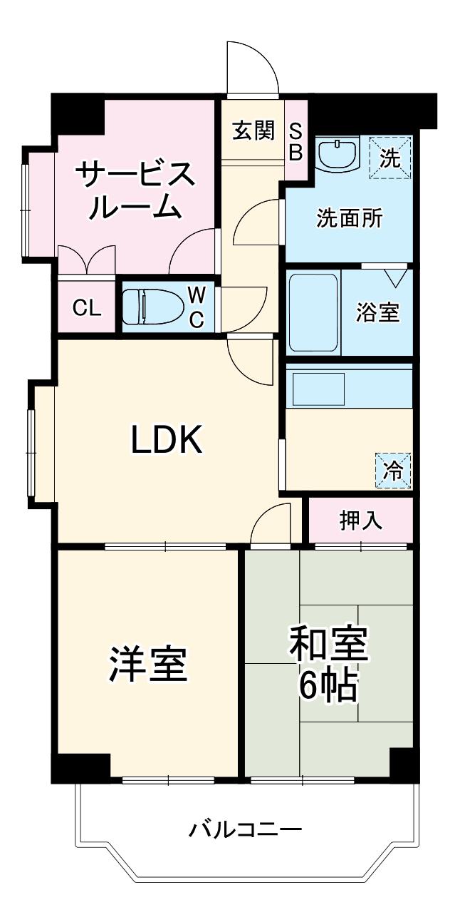 カサグランデ湘南(2SLDK/5階)の間取り写真